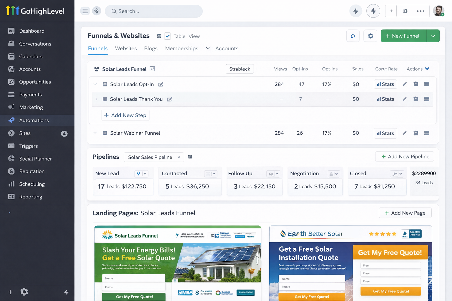 Funnels, Pipelines & Landing Pages